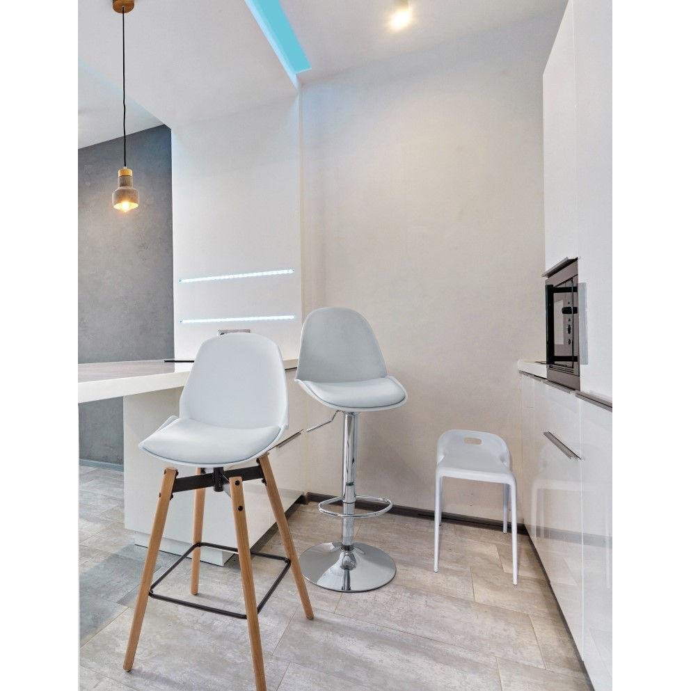 Scaun Gri Pentru Bar Din Piele Clapton Light - imagine 2