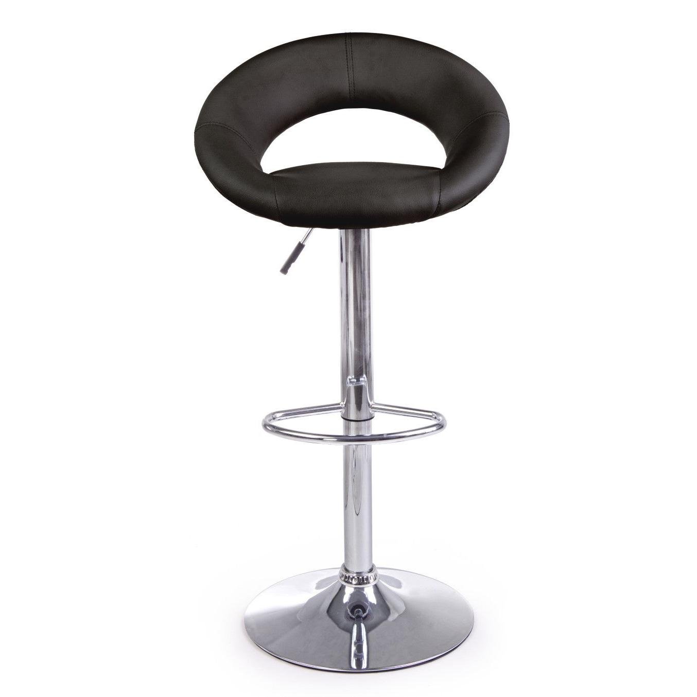 set 2 Scaune De Bar, Negru Din Piele Cheynne - imagine 3