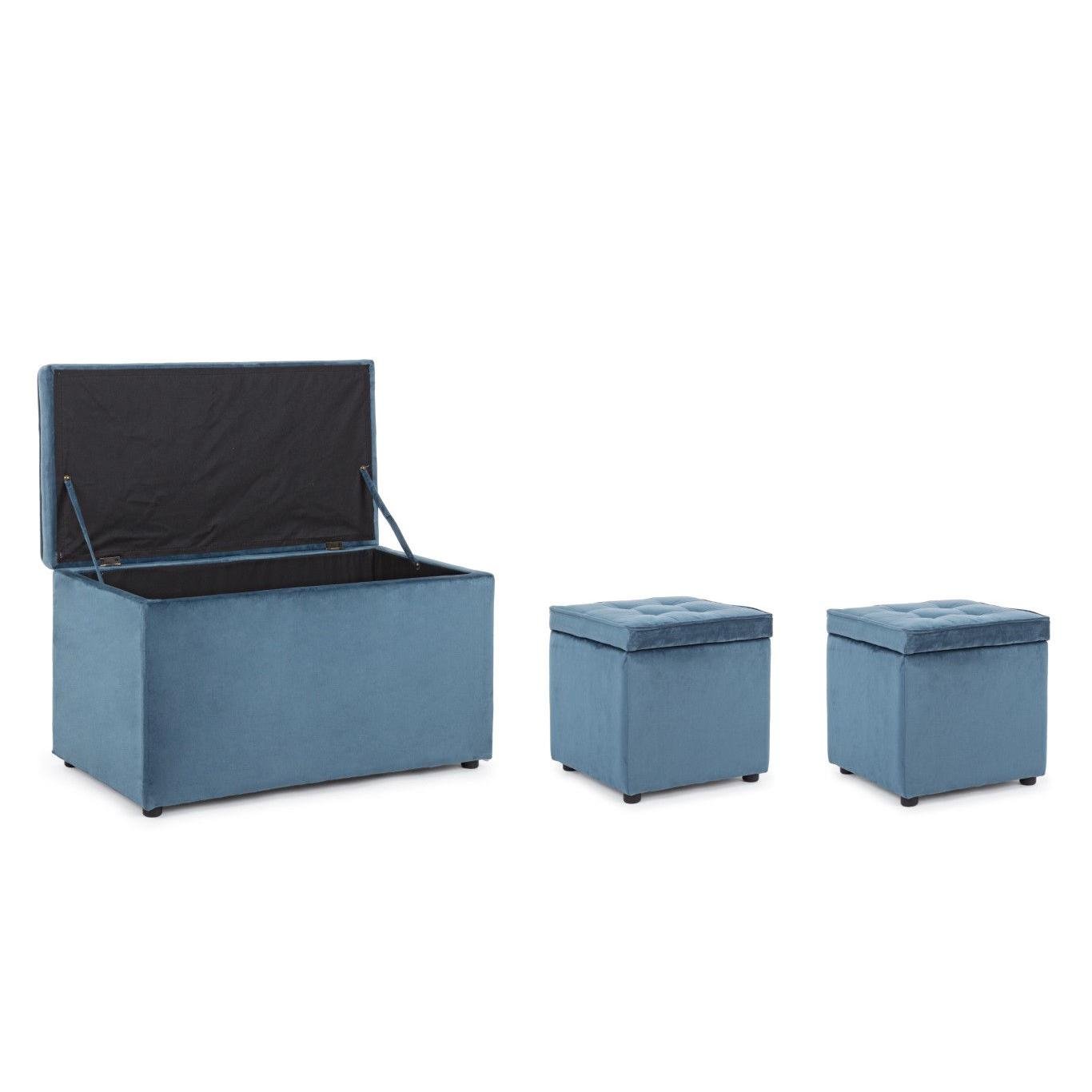 Set Pufuri De Catifea Belville Balbastru - imagine 2