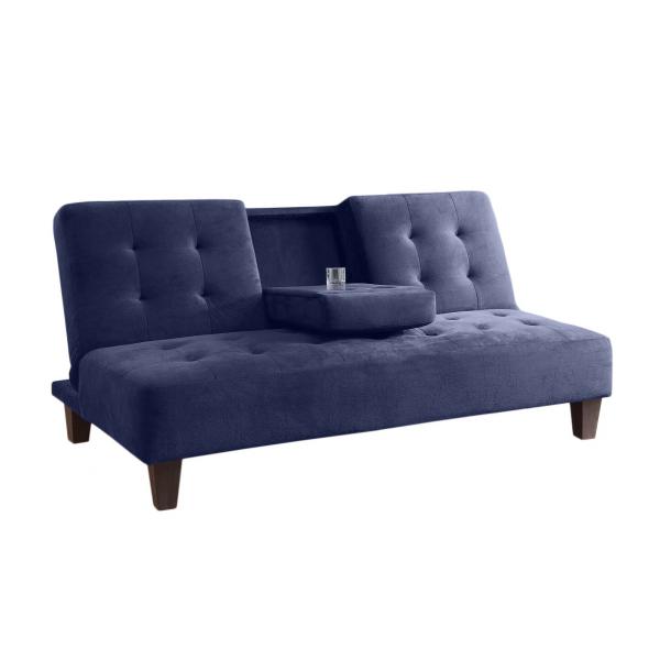 Canapea Sophia, extensibila cu 3 locuri, din catifea albastra, 178 cm - Siart