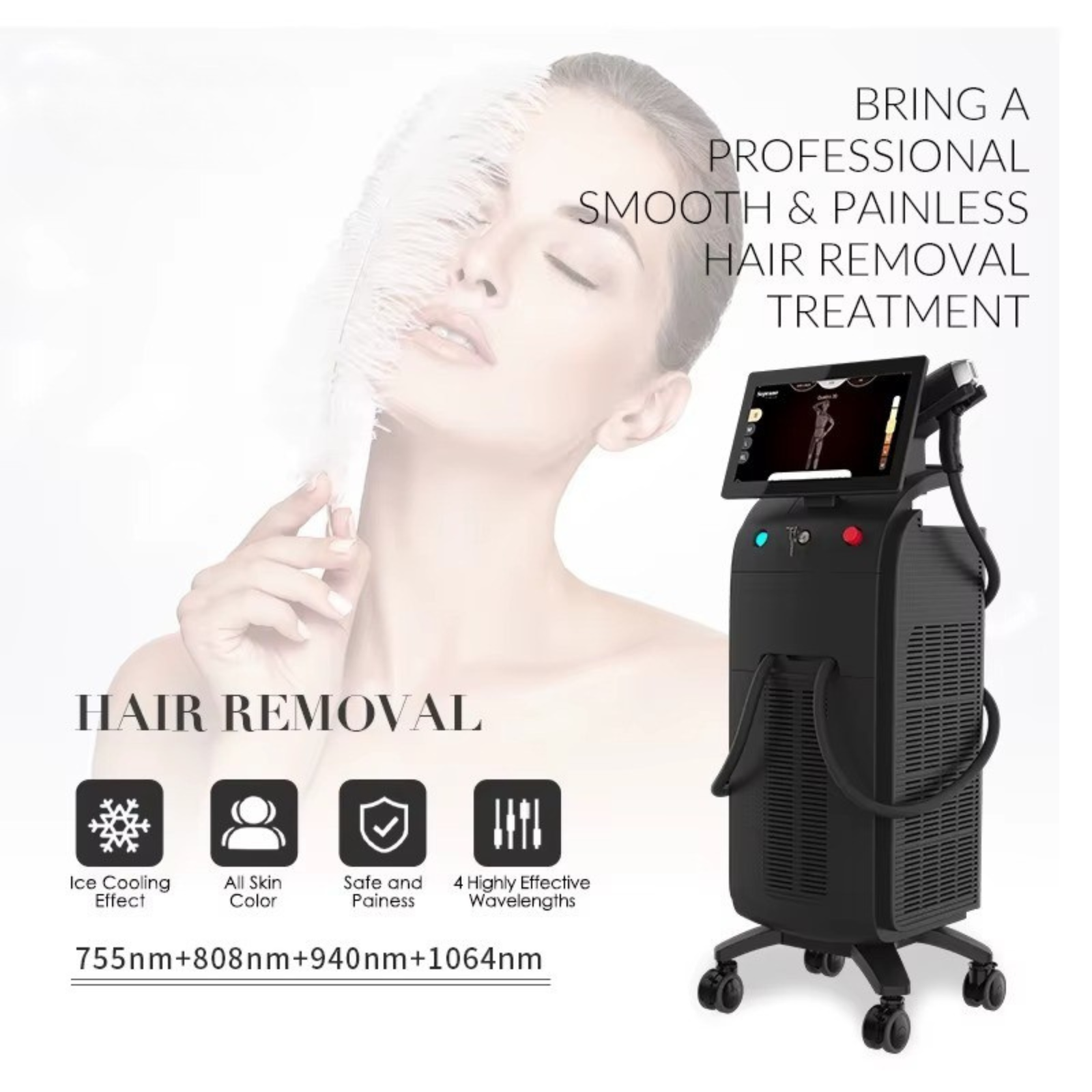 Aparat profesional SmoothLaser Pro 4 Duo cu 2 manipuli și 4 lungimi de undă - imagine 4